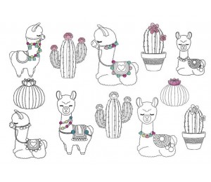 Stickserie - Lama Line Art